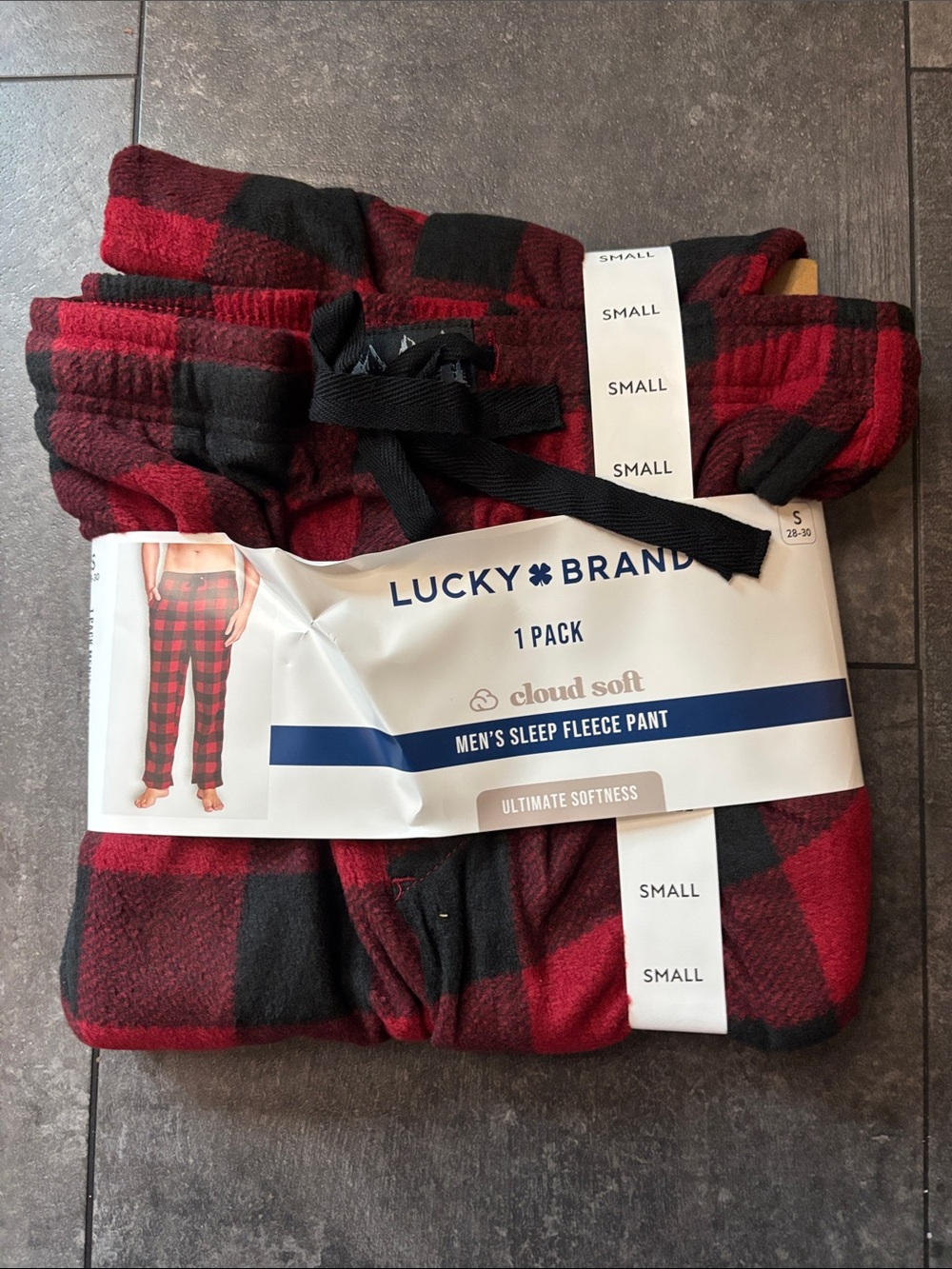 Lucky Brand Red and Black Plaid Fleece Pajama Bottoms